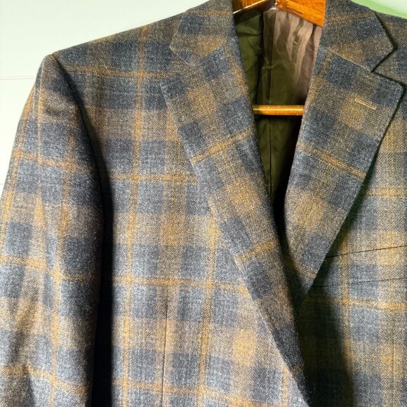 Canali Sports Blazer 100% Wool Brown & Gray Plaid 52R Best Fall Color Combo - Picture 5 of 14